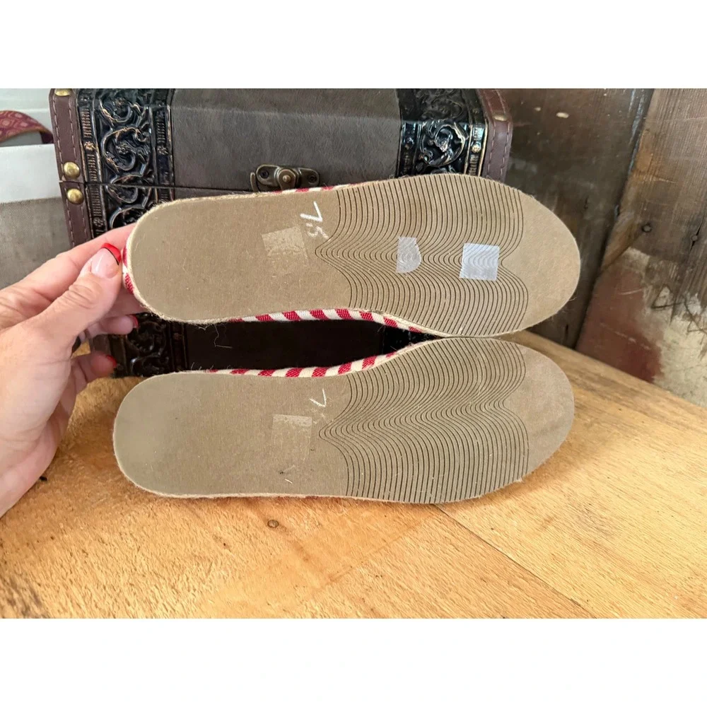 Coconuts by Matisse Regatta Red White Striped Canvas Espadrille Flats Womens 7.5